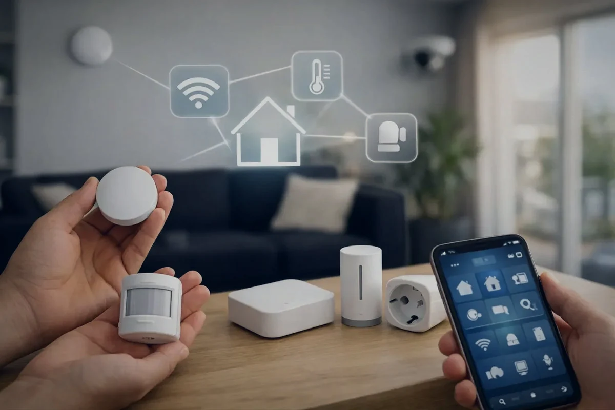 Domotica en IOT in de woonkamer: sensoren, slimme stekker en bediening via de smartphone